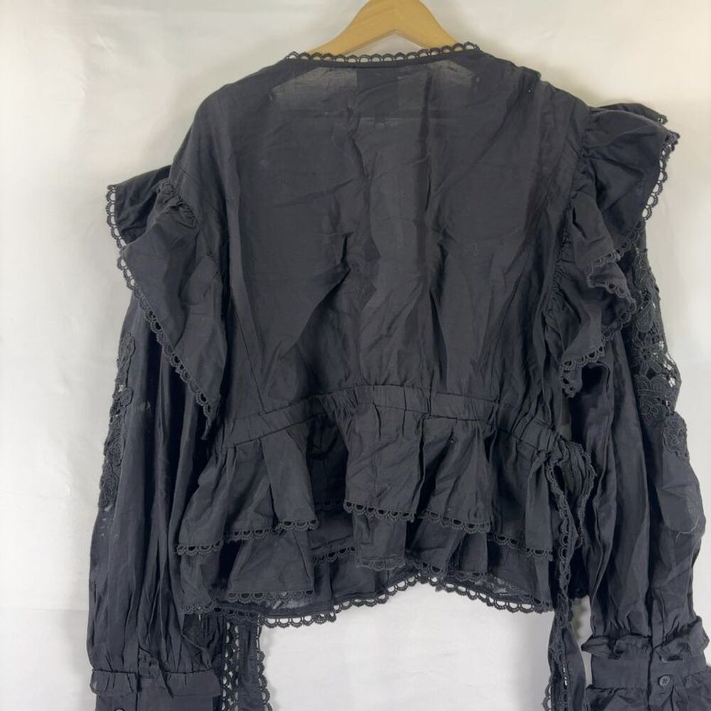 FARM Rio Black Ruffled Sleeved Lace Blouse - Picture 3 of 4